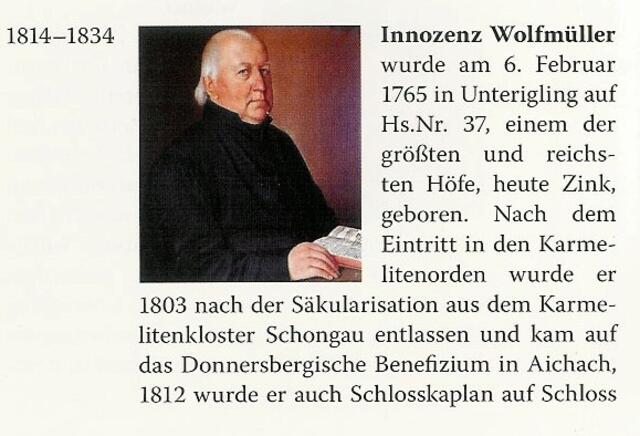 Innozenz Wolfmüller, Dorfpfarrer u. hist. Chronist | Foto: Dorfchronik Igling