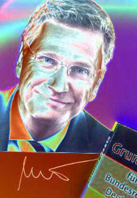 Sammler figurativer Kunst: Westerwelle. Fordert die Aufnahme von "Kultur als Staatsziel" ins GG. Googeln W.H. und G.W. (a&s-Bild 26/2/10). In der Schau im DHM mit Foto vertreten.