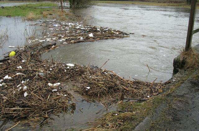 Hochwasser an der Salzböde, Treibgut