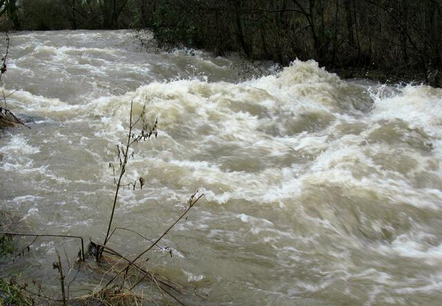 Hochwasser an der Salzböde, an der großen Fischtreppe