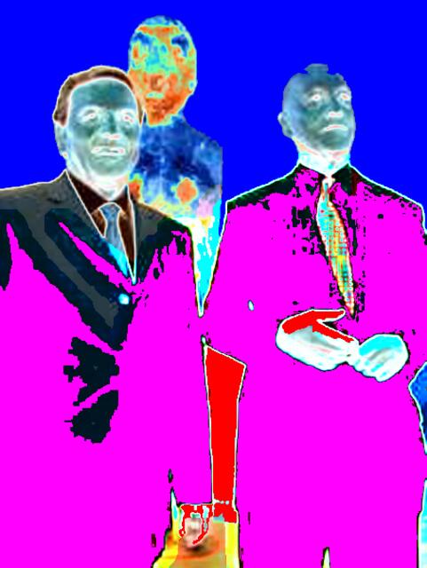 Rote-Finger-Bild: a&s-Gemälde nach einem Foto mit der Schröder-Baselitz-Allianz (ddp).