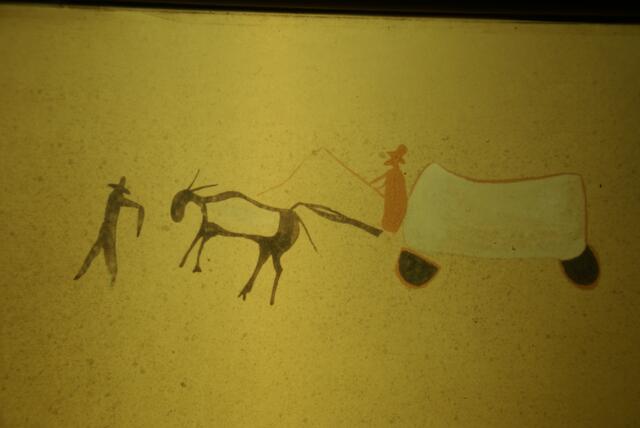 Felszeichnungen, Ankunft der Weißen mit Planwagen