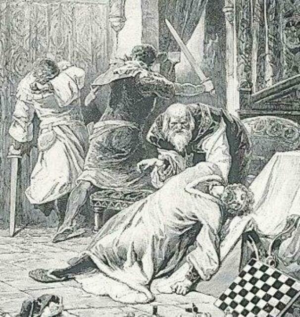 Radierung - Ermordung Philipp v. Schwaben