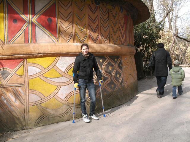 Sie war zu Besuch da.