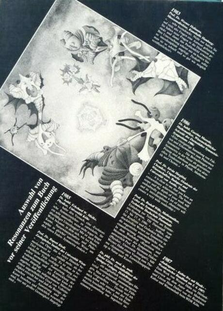 Umschlagrückseite der Ausgabe in DEUTSCH (1989/1995) - von 1985 das Bild "Nachurknall-Seinshaftigkeiten - Pointillismus/Atomismus ; siehe Seurat-Artikel W.H. im Internet.