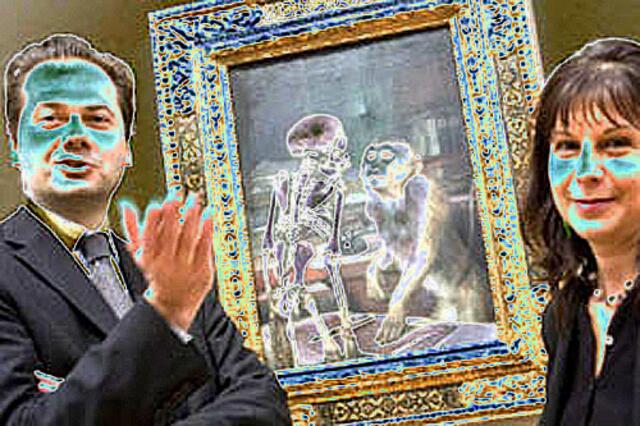 Rechts im SCHIRN-Bild: Pamela KORT (die unabhängige Kuratorin der erfolgreichen DARWIN-&-Kunst-Schau). Sie hat mir am 7.10.09 geschrieben. Siehe Text; Mutationsbild a&s W.H. / Web-Artikel zur Schau bitte googeln.