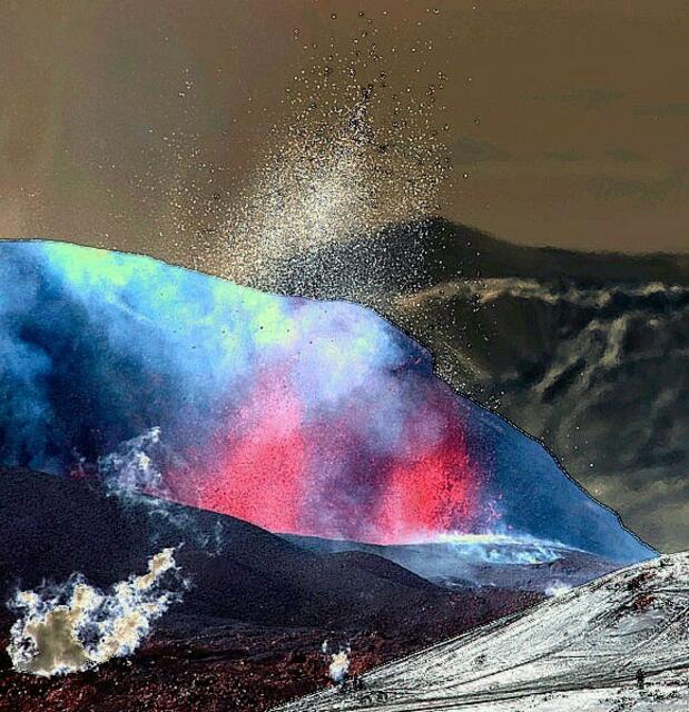 Gletscher-Vulkan EYJAFJÖLL (Eyjafjallajökull); a&s-Malerei W.H. 29.4.10.