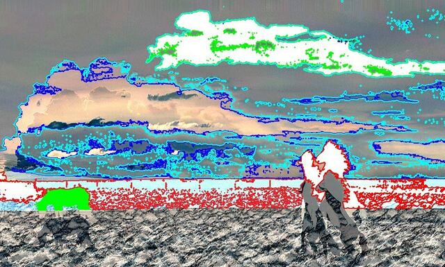 Gletschervulkan mit 3 Pferden. a&s-Malerei.