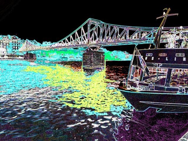 Main-Museums-Ufer-Bilderserie als Hommage an E.L.K. (April 2010). Nacht-Stimmung am Eisernen Steg.