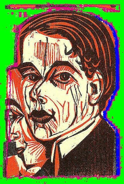 a&s-Bild-Bemalung eines Selbst-Porträts von E.L.K. (1926, Kirchner Museum Davos).