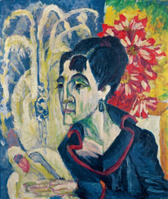 Erna, E.L.K.s Lebensgefährttin, die nicht mit Kirchner 1938 in den Tod gehen wollte.  Bild 1916/17 - Kat. 88, S. 269 Kommentar. Siehe Kat. "Entartete Kunst" von 1937!