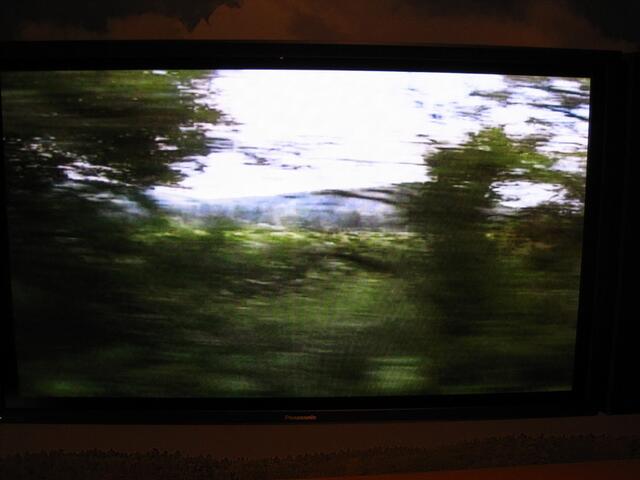 ... wie man auf diesem Großmonitor sehen kann, der ein Zugfenster bei Fahrt simuliert