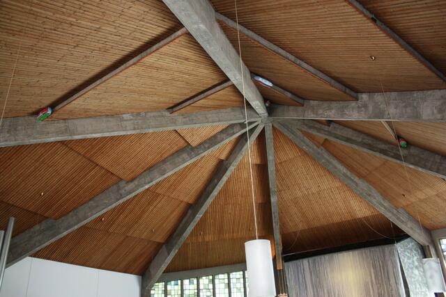 An der Decke sind vier fliegende Regionalexpresse gestrandet.