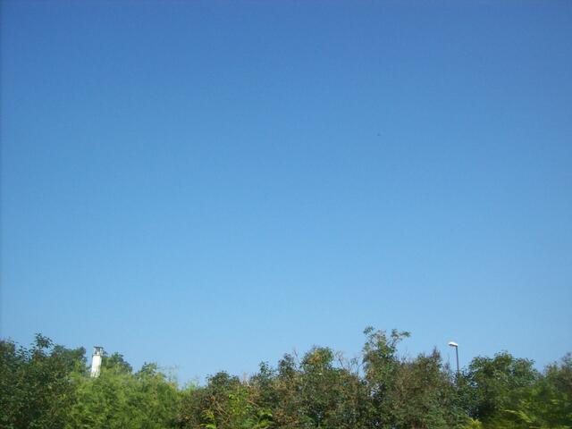 Eichenau, 25.6.10, 9:15 Uhr, keine Chemtrails, Blickrichtung Hoflacher Berg/Roggensteiner