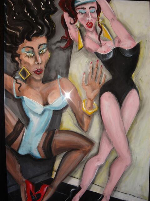 Zwei Weibsbilder gemalt von Ursula Zepter, im Besitz einer Darmstädter Kunstsammlung