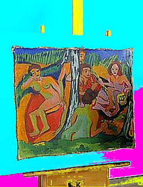 Ein "kunsthistorischer Glücksfall", dass eine aus Kirchners Dresdner Brücke-Zeit (1905-1911) stammende Leinwand auf der VORDER-Seite eine „Szene im Wald (Moritzburger Teiche)“ gezeigt hat und zusätzlich auf der RÜCK-Seite einen „Akt im Atelie". a&s-Bild.