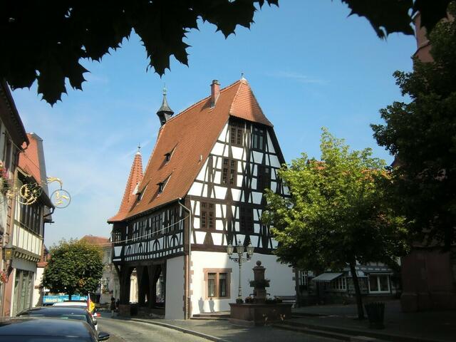 Das Rathaus in Michelstadt (Odenwald).