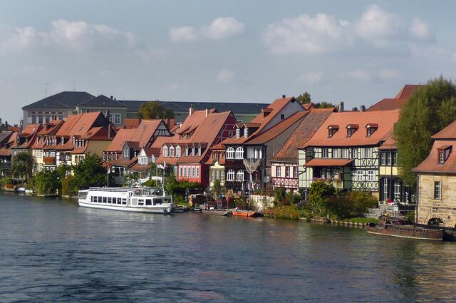 Malerisches Wohngebiet "Klein Venedig" der ehemaligen Fischerhäuschen in der Altstadt an der Regnitz