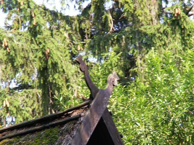 Die gekreuzten Schlangenköpfe - das Symbol des Spreewalds - sind an vielen Häusern zu sehen.