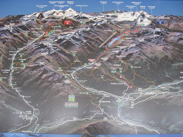 Sommerkarte für Wanderer zum Gletscher