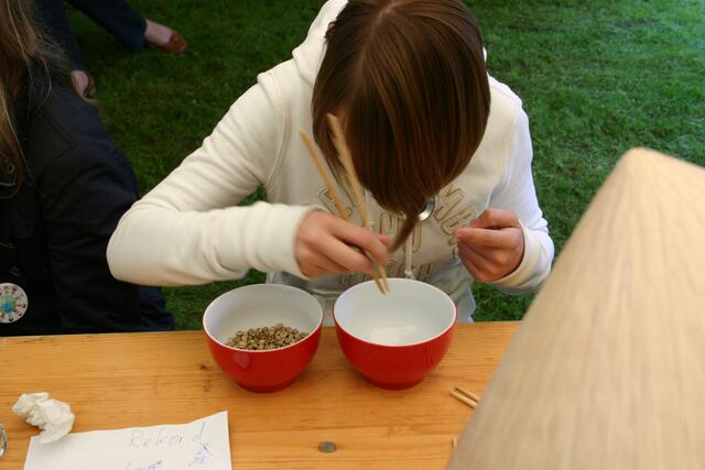 gar nicht so einfach mit den Stäbchen