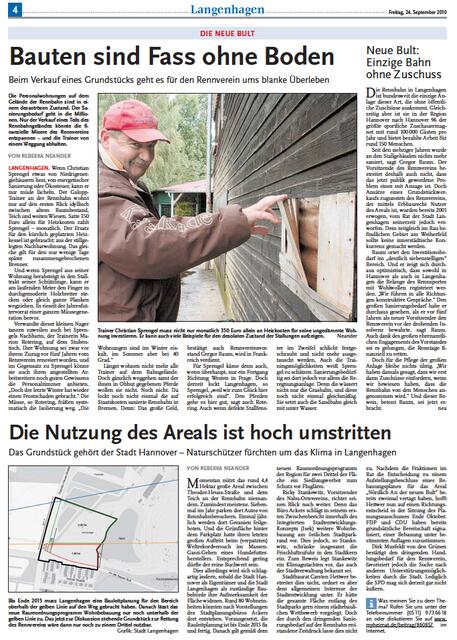 Mit dieser Sonderseite berichtet die Nordhannoversche Zeitung am 24. September. (E-Paper)