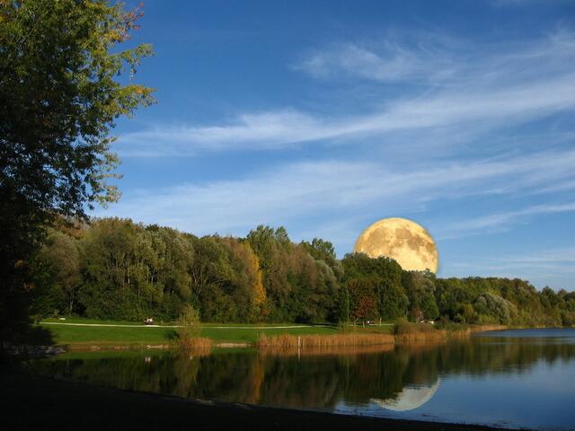 Mondaufgang am Auwaldsee, Lauingen