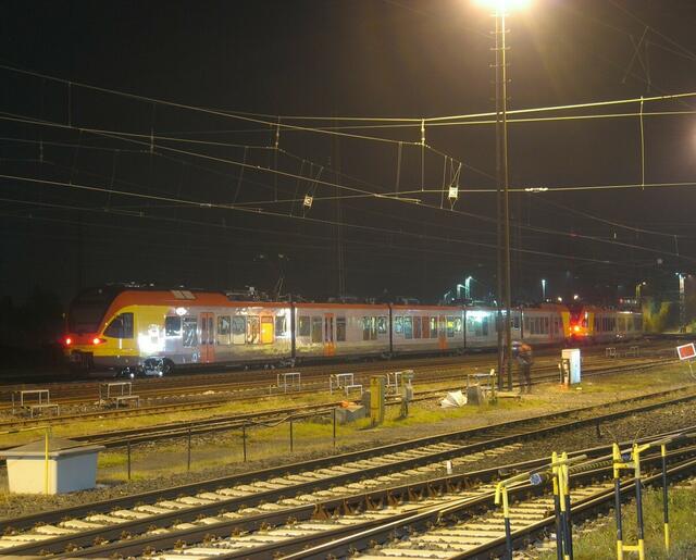 Die Triebwagen morgens gegen 6 Uhr in Friedberg