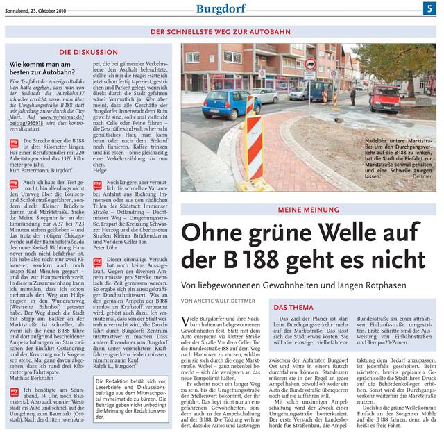 So hat der Anzeiger Teile der Debatte von dieser Seite am 23. Oktober 2010 veröffentlicht.