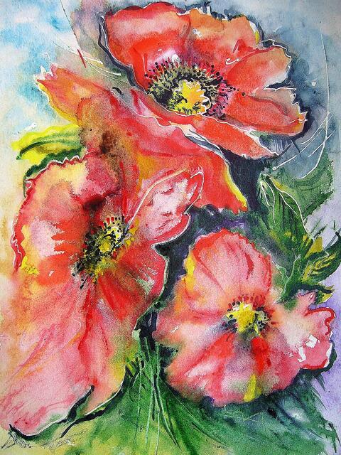 Aquarell „Mohnblüten“ | Foto: Doris Seifert