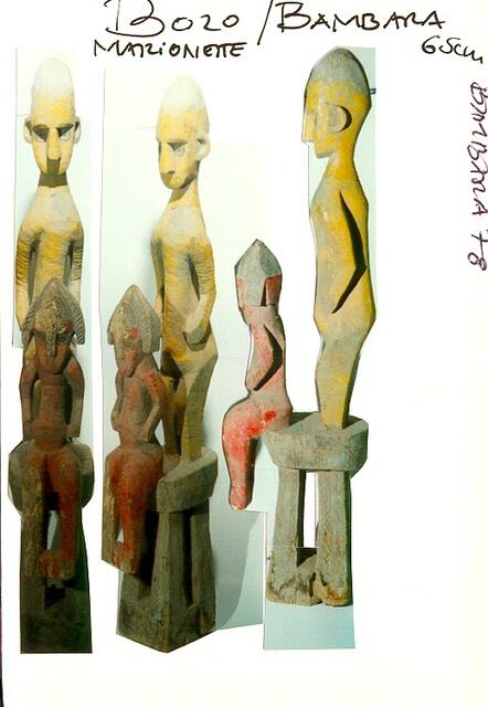 mann und sohn beim Initiations zeremoniell der Bozo in Mali, Marionettenfigur