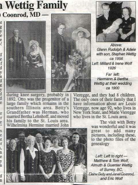 Ausschnitt aus der Zeitung, die Harry und Tom gemacht haben, das untere Bild zeigt meinen Bruder mit Frau in der USA