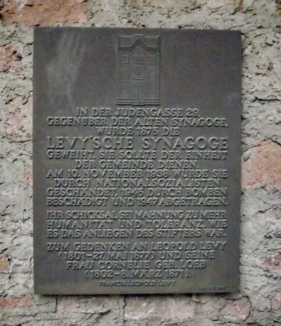 Hinweis auf die "neue" LEVY'sche SYNAGOGE