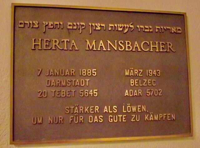 Herta Mansbacher - STÄRKER ALS LÖWEN /siehe Text oben/