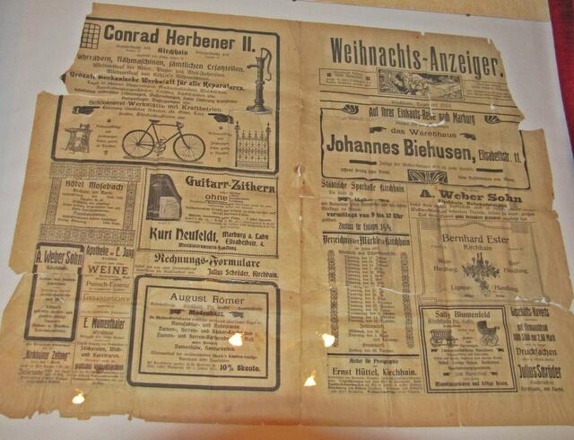 Ein Kirchhainer Weihnachtsanzeiger aus dem Jahre 1910.