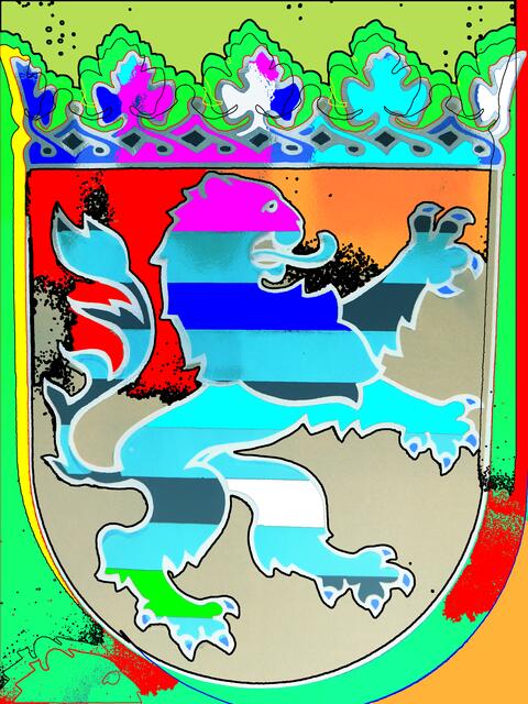 Symbolische a&s-Malerei: Damit HESSEN und (...) kein Auslaufmodell werden. Trasmutazione-di-Hessen-Malerei ... (Sign. W.H. 7/1/11)