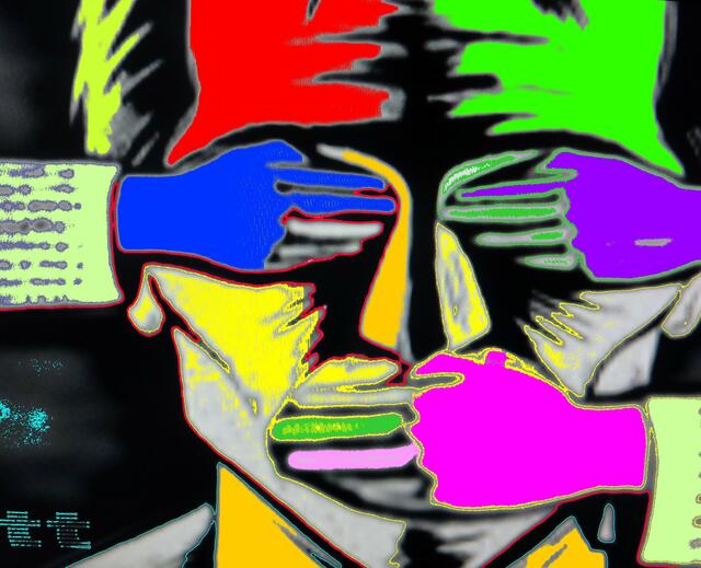 Jeglicher Form von UN-DEMOKRATIE – mit UNgleichheit und UNgerechtigkeit – entschieden entgegentreten (...); a&s-p-Malerei zu Neujahr 2011.