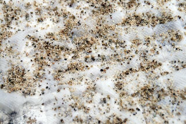 Granulat aufstreuen und evtl. noch etwas Wasser nachsprühen