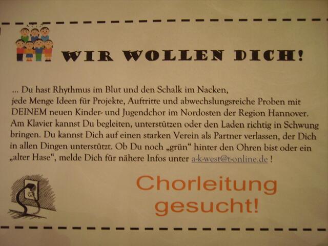 Neuanfang für den Kinderchor: neue Chorleitung gesucht