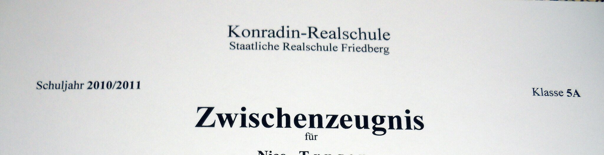 Halbjahreszeugnis Anno dazumal - Friedberg (HE)