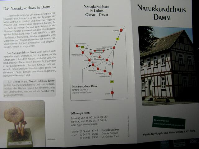 Naturkundehaus Damm, die Öffnungszeiten