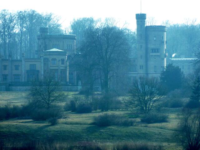 Schloss Babelsberg im Nebel