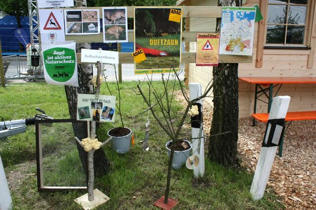 Die Hegegemeinschaft Ostkreis präsentiert einen Duftzaun. Das Original befindet sich an der B454 an der Wasserscheide (01.06.2010)