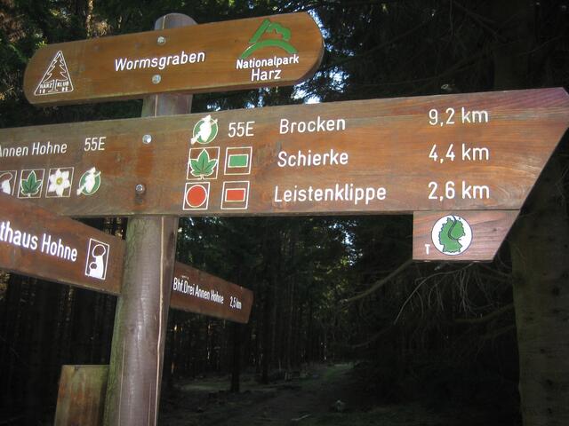 Hinweisschilder auf dem Wanderweg