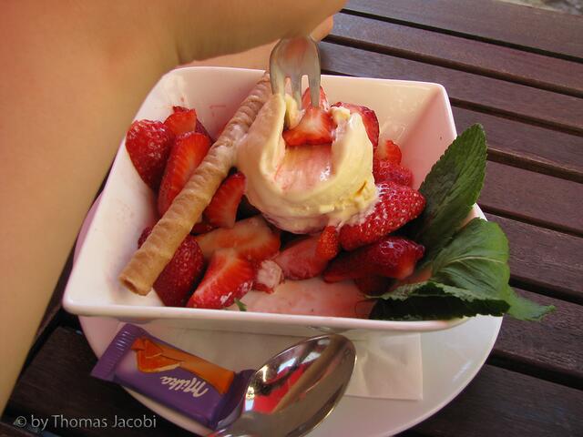 Erdbeeren mit Vanilleeis
