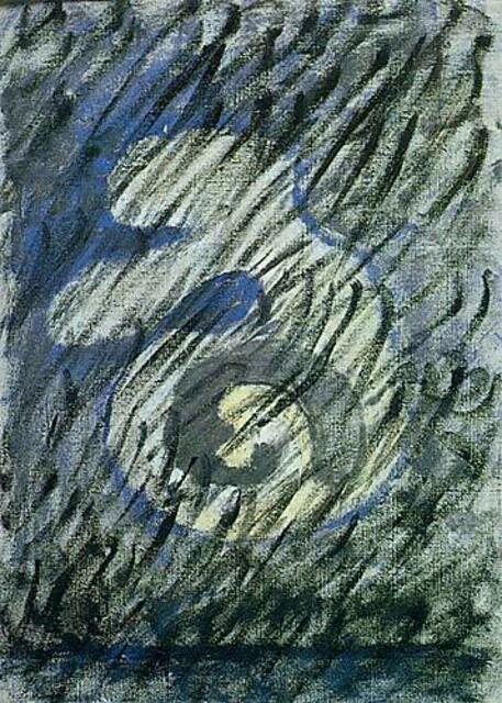 ERSTES abstraktes Gemälde der Moderne? Hilma af KLINT: Nr. I, 1906, Öl/Lwd, 50x38 cm Stiftug HaK, Jarna. a&s-p-archiv; auch kunstforum international Bd. 91, 1987.