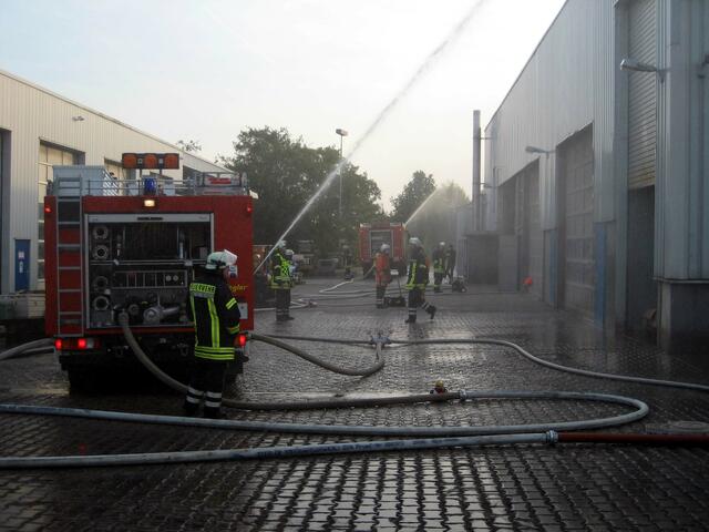 Rückwärtige Brandbekämpfung und Kühlung des Gaslagers