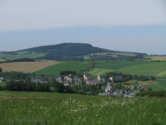 Blick auf Sehma und dem Scheibenberg.