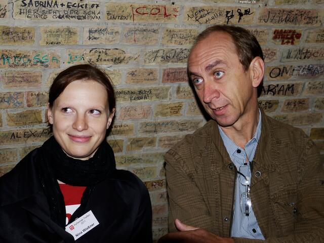 Nina Wießner vom myheimat-Team aus Augsburg und Peter Taubald, Chefredakteur der Madsack Heimatzeitungen.