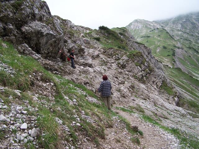 Rutschiger Aufstieg zur Roten Spitze